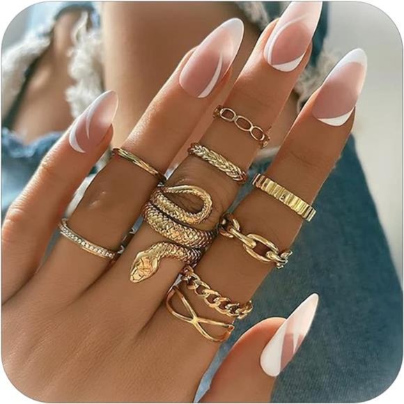 Snake Open Rings Set of 4 | Gothic Halloween Jewelry - Picture 2 of 6